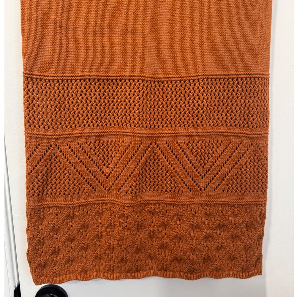 House of Harlow 1960 Rust Orange Pointelle Crochet Knit Maxi Skirt‎ Size M - Picture 2 of 6